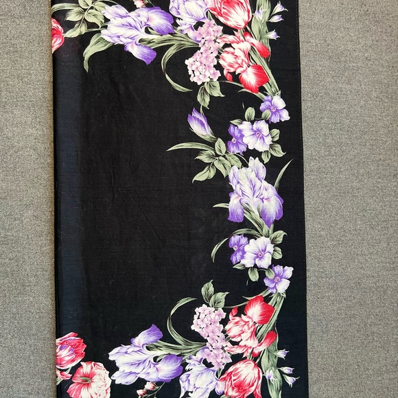 Set Of 2 Hanae Mori Black Multicolor Floral & Cream Tan Handkerchiefs/Bandana - Picture 11 of 15